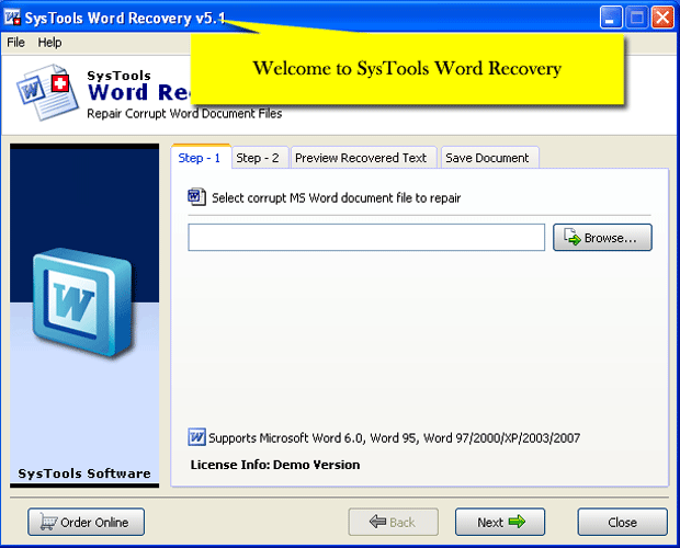 MS Word Recovery Tool 5.2
